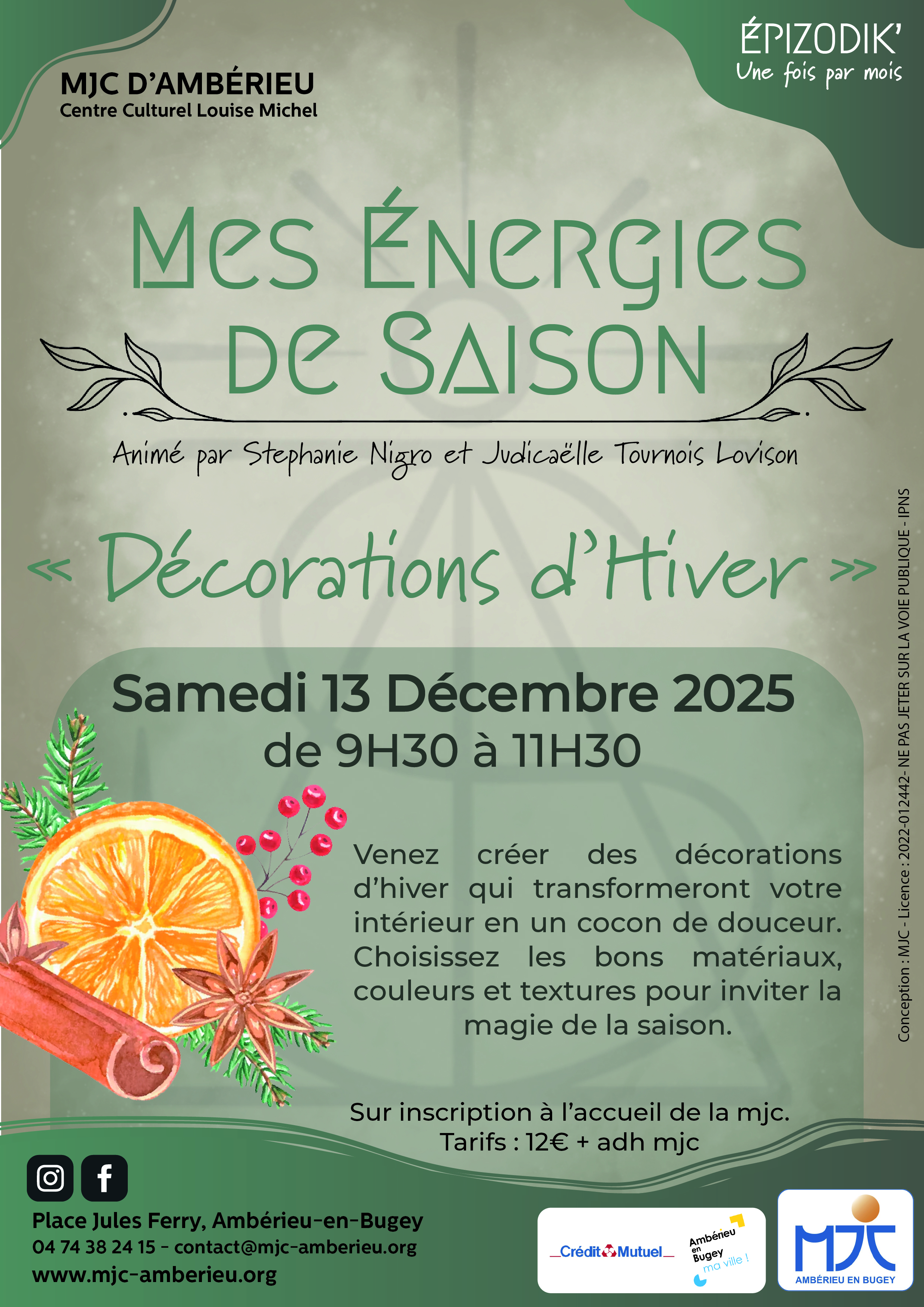 Samedi 13 décembre à 9H30
